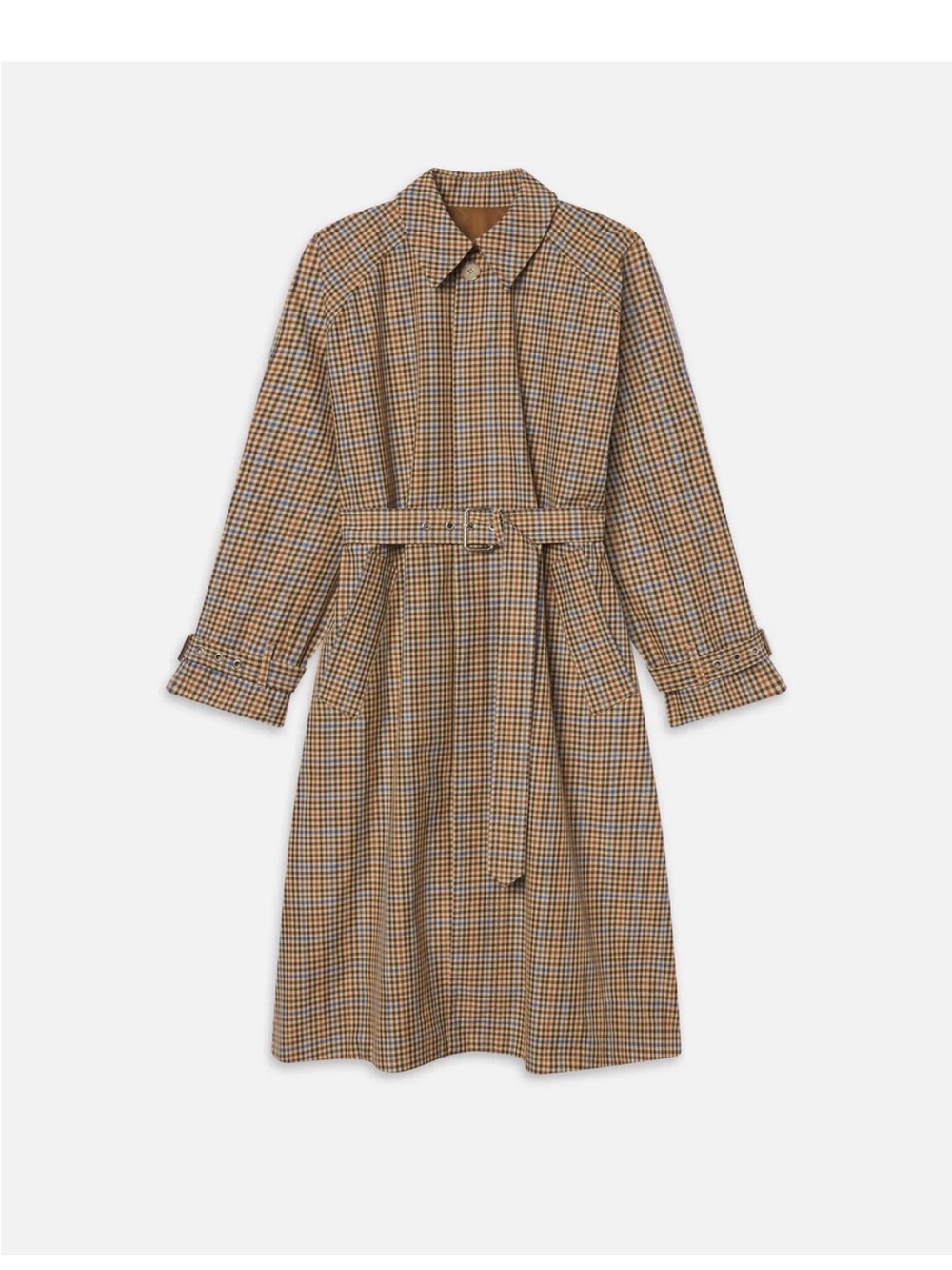 Frame Denim Tan & Black Houndstooth Trench Coat